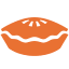 Orange pie icon with black background.